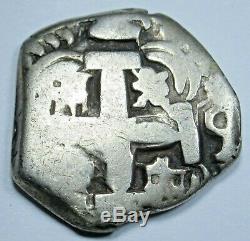 1757 Spanish Bolivia Silver 2 Reales Two Bits Antique Colonial Pirate Cob Coin