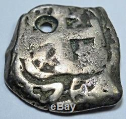 1763 Spanish Silver 1 Real Piece of 8 Reales Colonial Cob Pirate Treasure Coin