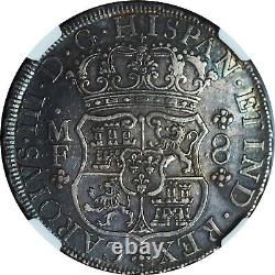 1764-Mo MF Mexico 8 Reales Pillar Dollar AU55 NGC Beautiful Original Toning