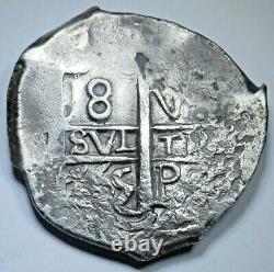 1765 Spanish Bolivia Silver 8 Reales Old 1700's Colonial Dollar Pirate Cob Coin