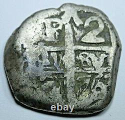 1767 Spanish Bolivia Silver 2 Reales Antique Old 1700's Colonial Pirate Cob Coin
