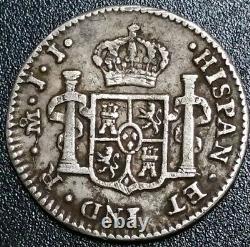 1817 JJ Mexico 1/2 Real Milled Bust King Ferdinand VII Silver Round Cob Coin