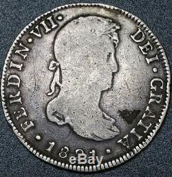 1821 JP Peru 4 Reale Milled Bust Ferdinand Dollar Rare Lima Mint Silver Cob Coin
