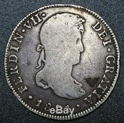 1821 JP Peru 4 Reale Milled Bust Ferdinand Dollar Rare Lima Mint Silver Cob Coin