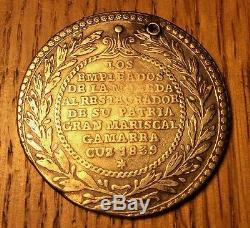 1839 Peru silver medal- Cuzco Cusco Lima Bolivar cob 4 reales crown revolution