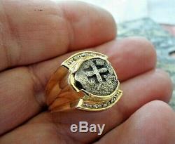 18k Yellow Gold Ring With Genuine 1/2 Reale Silver Spanish Treasure Cob Coin