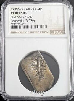 1 Of 1 1730, Mexico, Philip V. Silver 4 Reales Cob Coin. Rooswijk Shipwreck