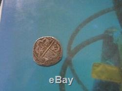 1 real Spanish cob coin with Atocha shipwreck book grade one coin