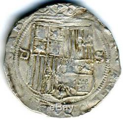 2 REALES Silver Cob with + SQUARE D ASSAYER+ of REYES CATOLICOS (1474-1504)