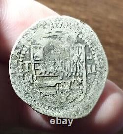 2 Real Silver Spanish Land Treasure Date Circa 1598-1621