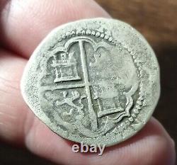 2 Real Silver Spanish Land Treasure Date Circa 1598-1621