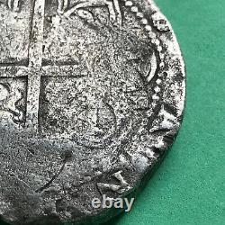 8 Reales 1566-1587 Philip II Seville Square D Spanish Silver Cob Coin