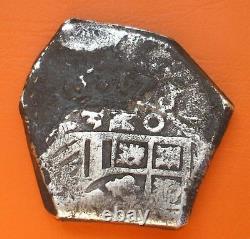 8 Reales 1732 or 1733/2 Mo F Mexico silver COB Philip V high grade, date scarce