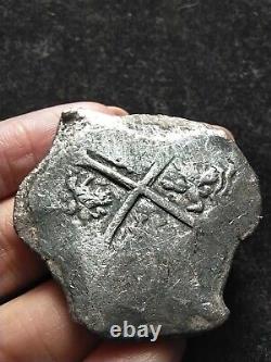 8 Reales Cob Coin, Spice Islands Shipwreck VN Cross, Nice Shield, Coral, O mark