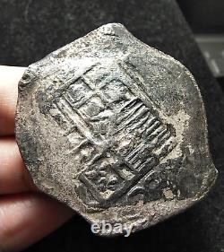 8 Reales Cob Coin, Spice Islands Shipwreck (VN Unique Cross, H mark, 8, Coral)