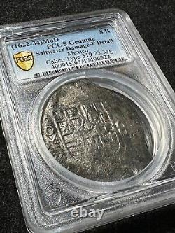 8 Reales Cob Mexico, F Details PCGS Certified, Calico Type 319, Shipwreck