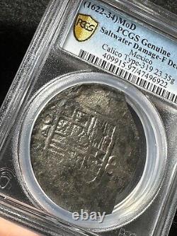 8 Reales Cob Mexico, F Details PCGS Certified, Calico Type 319, Shipwreck