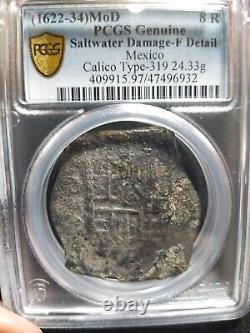 8 Reales Cob Mexico, Spice Island, F Details PCGS Certified, Calico Type 319