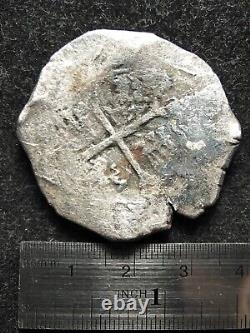 8 Reales Cob Silver Coin, Spice Islands Shipwreck (Very Nice Cross, Nice Shield)