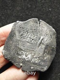 8 Reales Cob Spanish Coin, Spice Islands Shipwreck (N Cross, VN Shield, Coral)