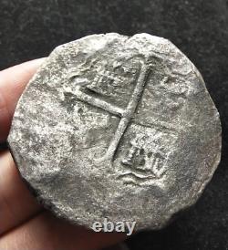 8 Reales Cob Spanish Coin, Spice Islands Shipwreck (VN Cross & Shield, MD mark)