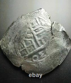 8 Reales Cob Spanish Silver Coin, Spice Islands Shipwreck (Nice shape w OM mark)