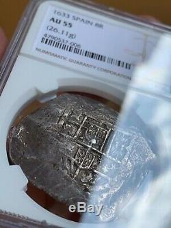 8 Reales SPAIN 1633 (REAL COBS) NGC AU55 RARE