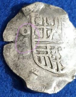 8 Reales Silver Spanish Cob Date Circa 1621-1665