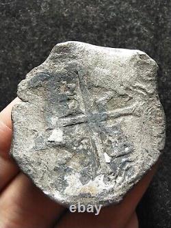 8 Reales Spanish Cob, Spice Islands Shipwreck (VN Cross & Shield, OMD, Coral)