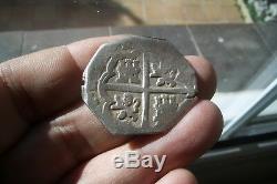 A66 Early Silver Cob 8 Reales Philip IV 1621-1666 Sevilla Mint Assayer R
