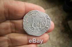 A66 Nice Shipwreack Silver Cob 4 Reales Carlos & Joanna 1516-1555 Mexico Mint