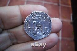A66 Superb Early Silver Cob 2 Reales Carlos & Joanna 1516-1555 Mexico Mint
