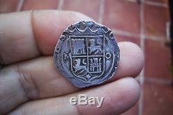 A66 Superb Early Silver Cob 2 Reales Carlos & Joanna 1516-1555 Mexico Mint