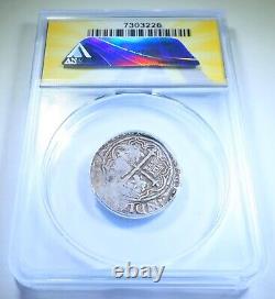 ANACS VF30 1500s Philip II Mexico Silver 1 Reales Colonial Cross Pirate Cob Coin