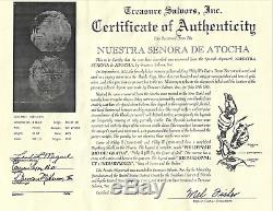 ATOCHA 1622 BOLIVIA 8 REALES GRADE 1 withFISHER TREASURE COA PIRATE GOLD COINS COB