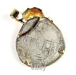 ATOCHA Philip III 4 REALES Shipwreck Cob Coin in 14k Gold Scuba Diver Pendant
