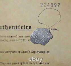 Atocha Potosi Silver Cob 8 Reale Shipwreck Coin #158, Mel Fisher Stamped COA