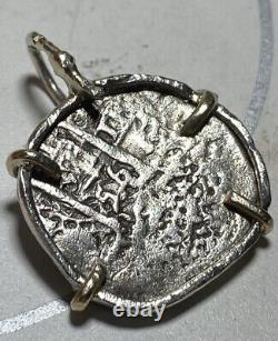 Authentic 1656 Spanish-Colonial 1-Real Silver Shipwreck Cob Coin in Custom Bezel