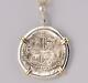 Authentic 2 Reales Cob Treasure Coin in Sterling Silver+14kt Gold Pendant 1600's