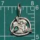 Authentic Spanish-Colonial 1/2-Real Silver Shipwreck Cob Coin Pendant with Emerald