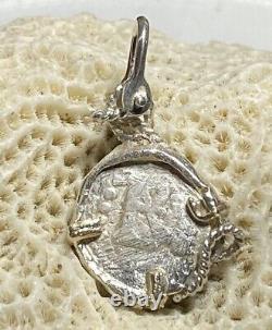 Authentic Spanish-Colonial Half-Real Silver Shipwreck Cob Coin in Custom Bezel