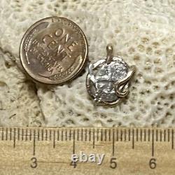 Authentic Spanish-Colonial Half-Real Silver Shipwreck Cob Coin in Gold Bezel