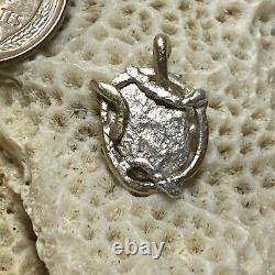 Authentic Spanish-Colonial Half-Real Silver Shipwreck Cob Coin in Gold Bezel