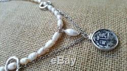 Authentic Spanish Colonial Pirate Shipwreck Silver Cob Real Coin Pearl Necklace
