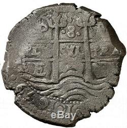 Awesome pirate cob & spanish colonial Silver 8 Reales Potosi E 1659 3 dates
