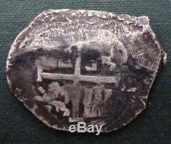 BOLIVIA SILVER COIN COB 8 Reales, C. J. #28.5.2 F+ 1671E Charles II (Potosi)