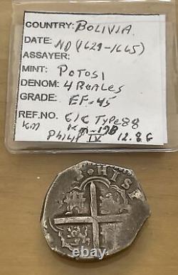 Bolivia 1629 1665 4 Reales Silver Cob Philip IV Very Nice Condition L100