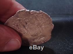 Bolivia 1677 E 8 Reales Silver Cob Genuine Piece Of Eight 2 Visible Dates 26.7gm