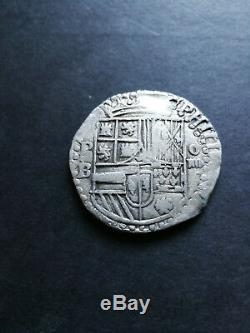 Bolivia silver coin 4 Reales Cob Philip II, assayer B