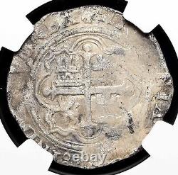 COLONIAL ERA SPAIN, Mexico. Philip II, 1556-1598. Silver Cob 2 Reales NGC XF Det